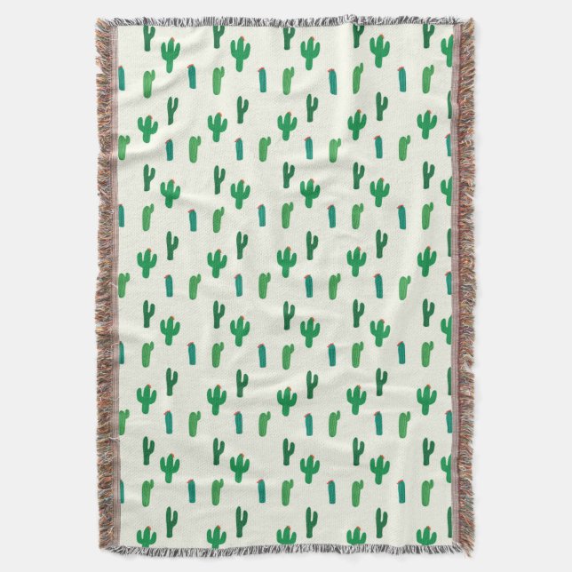 Couverture Motif vert clair de cactus (devant Vertical)