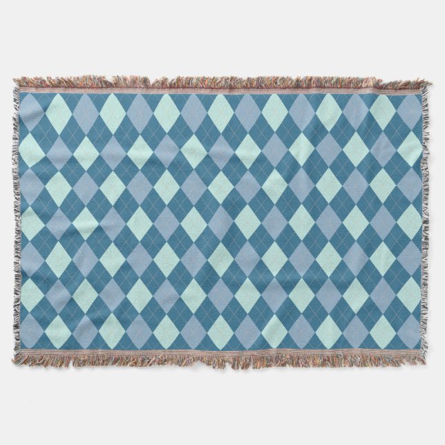 Couverture Motif Vintage Jacquard bleu (Devant)