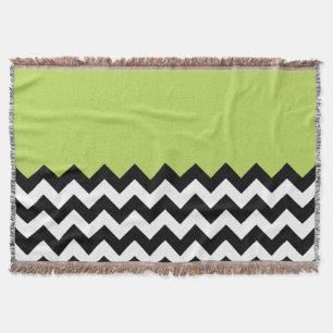 Couverture Motif Zigzag noir et blanc, Chevron, Vert