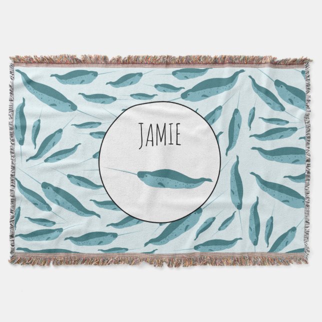 Couverture Narwhal dans le Motif de l'océan bleu (Devant)