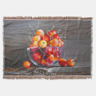 Couverture Nature morte de cerises sur toile tendue en verre