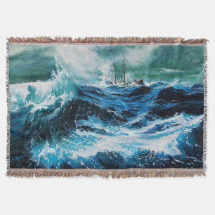 Couverture Navire dans la mer dans la tempête, Nautique, Bleu
