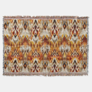 Couverture Neutralité moderne Boho Brown Orange Ikat Tribal