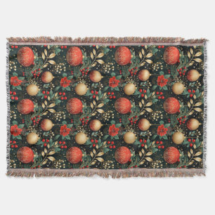 Couverture Noël Floral Berry Or Ornement Rouge
