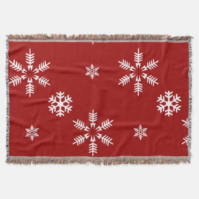 Couverture Noël rouge de motif d'arrière - plan de flocons (Devant)