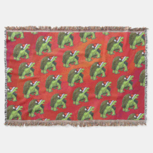 Couverture Noël Tortue Sur Rouge