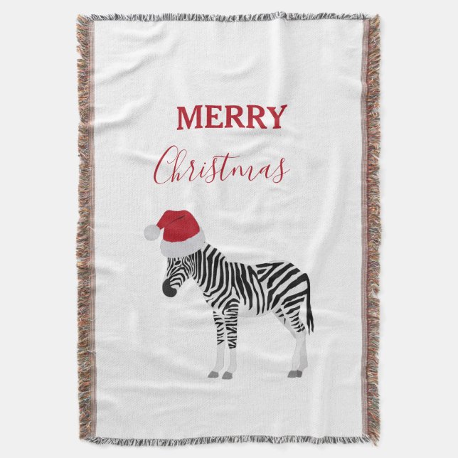 Couverture Noël Zebra Funny Animal avec Santa Hat (devant Vertical)