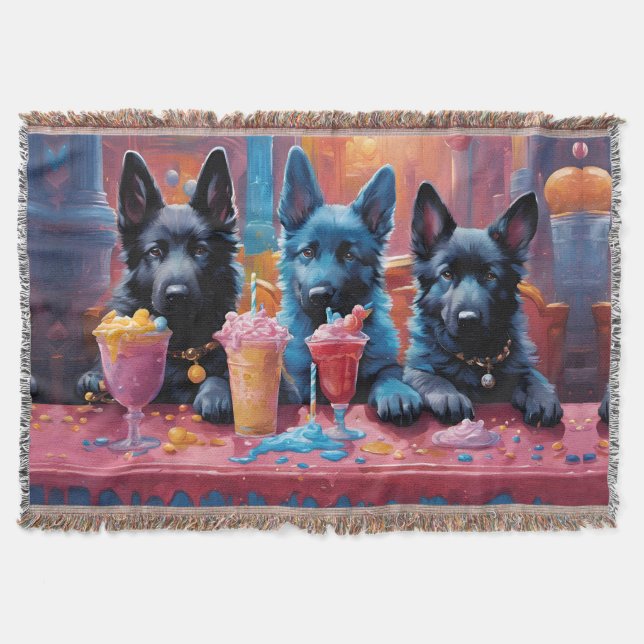 Couverture Noir N Bleu Chiens de Berger Allemand Chiens De Mi (Devant)
