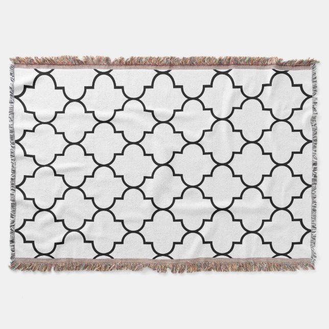 Couverture Noir sur le Marocain blanc Quatrefoil d'arrière - (Devant)
