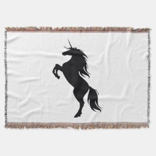 Couverture Noir Unicorne Silhouette Blanche