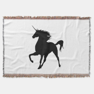 Couverture Noir Unicorne Silhouette Blanche