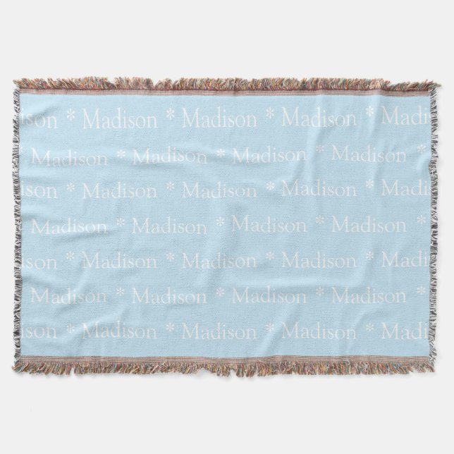 Couverture Nom personnalisable texte motif bleu clair blanc (Devant)