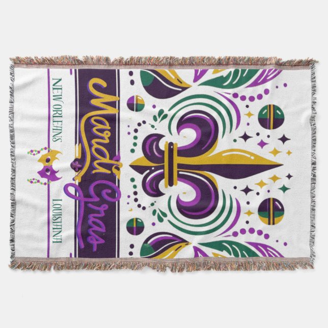 Couverture Nouvelle-Orléans Mardi Gras jaune violet vert (Devant)