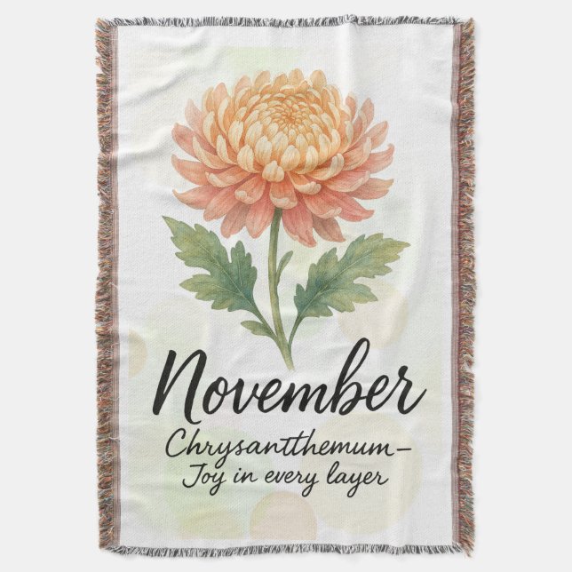 Couverture November Birth Month Throw Blanket – Chrysanthemum (devant Vertical)