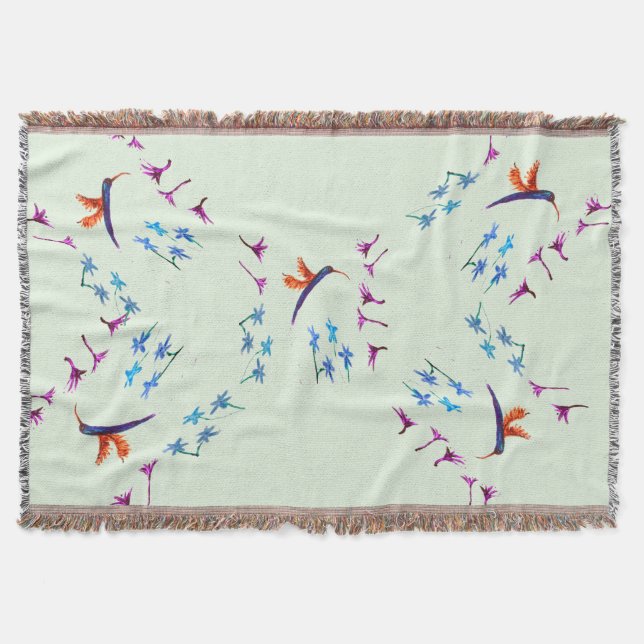 Couverture Oiseaux Motifs, colibris floraux (Devant)