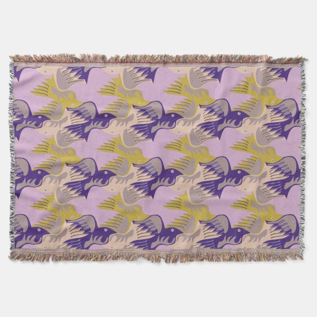 Couverture Oiseaux Tesselation Motif Choisissez la couleur T  (Devant)