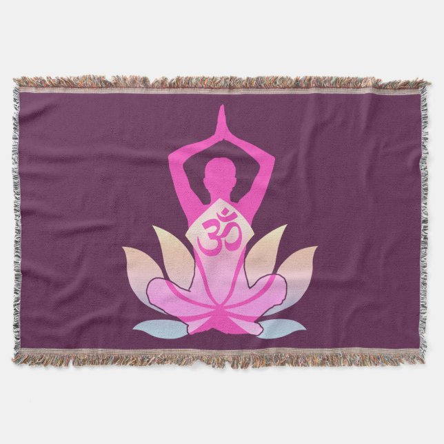 Couverture OM Namaste Spirituelle Lotus Fleur Yoga sur Plum (Devant)