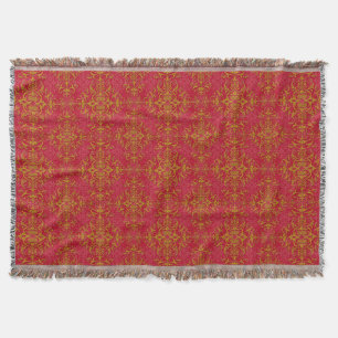 Couverture Or élégant sur motif damassé rouge rosé