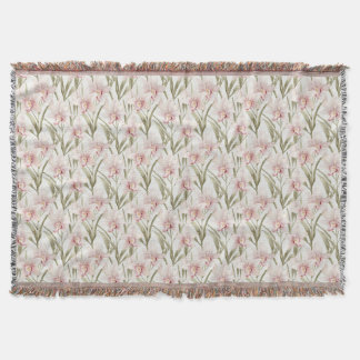 Couverture Orchid Flowers Pastel Blush Floral Throw Blanket