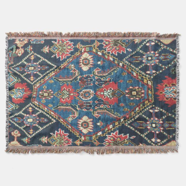 Couverture Oriental antique Turc Perse bleu tapis tapis (Devant)