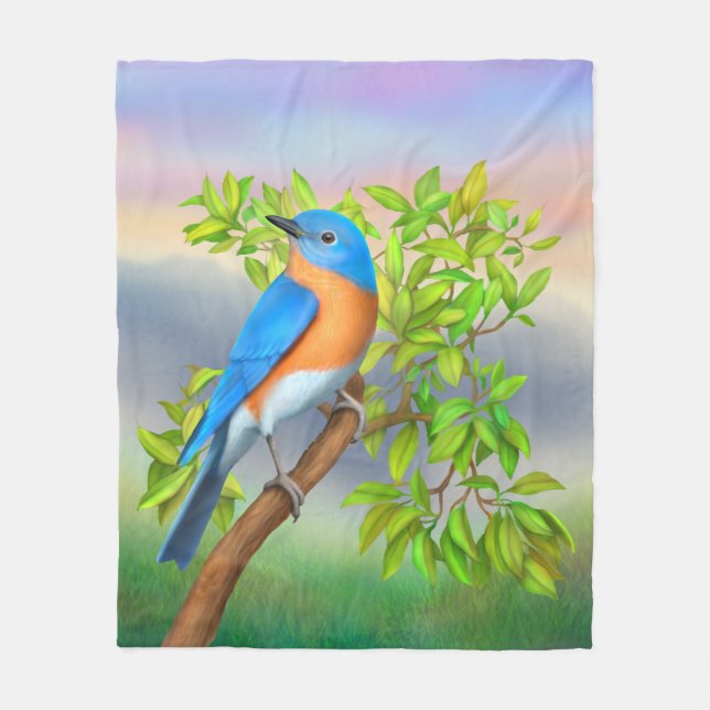 Couverture orientale d'ouatine d'oiseau bleu (Devant)