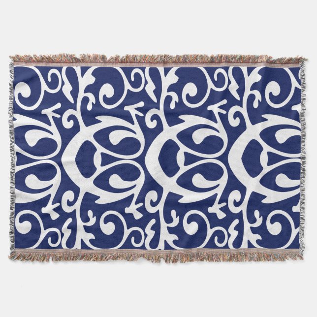 Couverture Ornat Elegant Moderne Marine Bleu et Motif blanc (Devant)