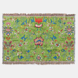 Couverture Ornement chinois vintage Owen Jones floral vert