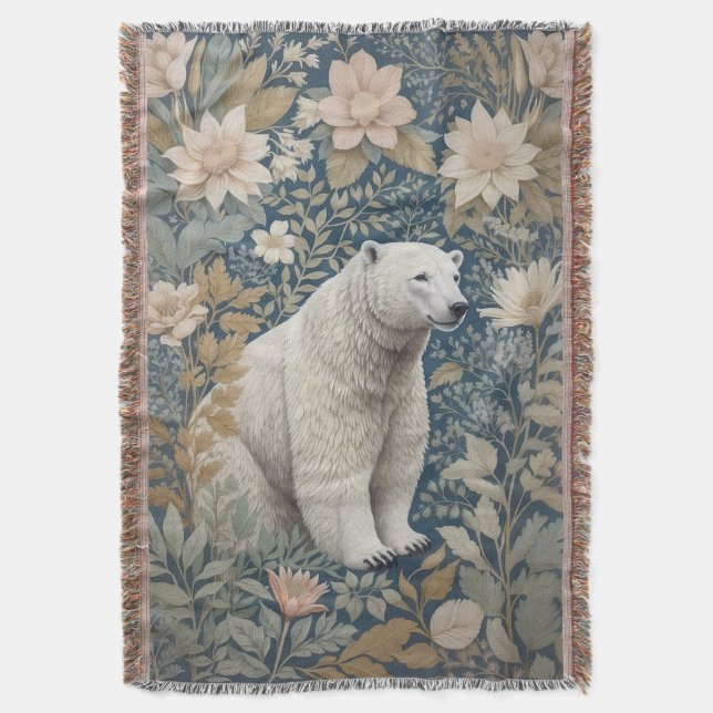 Couverture Ours polaire William Morris Inspiré Floral (devant Vertical)