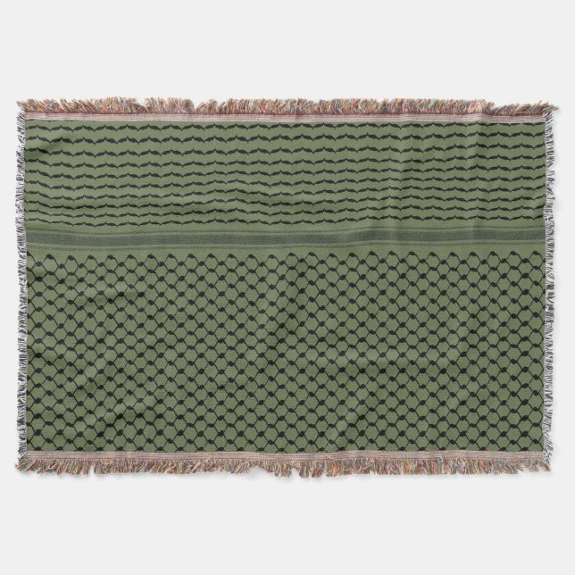 Couverture Palestinien Hatta Kufiya Motif#2 Olive Green (Devant)