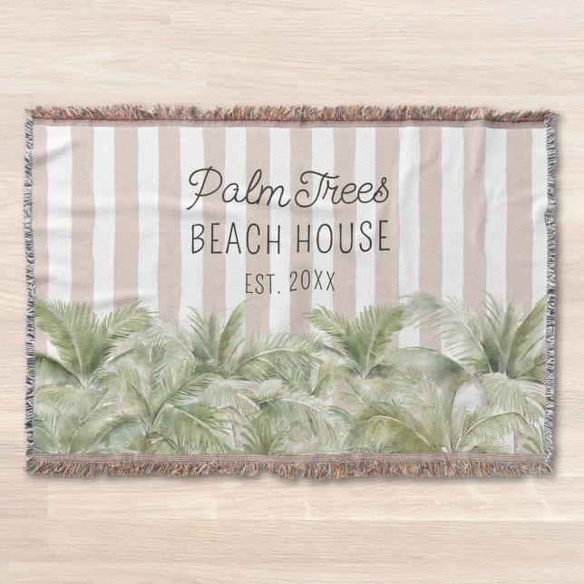 Couverture Palmiers tropicaux Beige Stripes Maison de plage (In situ)