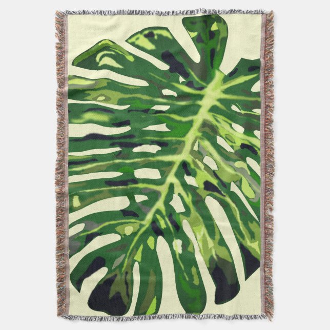 Couverture Panne Tropicale de feuille de monstère (devant Vertical)
