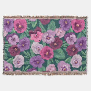 Couverture Pansies colorées sur bleu vert foncé
