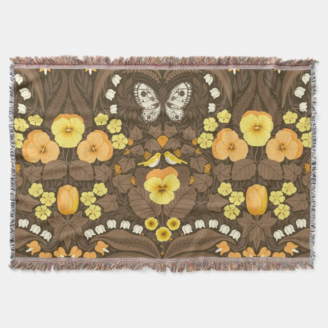 Couverture Pansies jaunes, oiseaux et papillons (Devant)