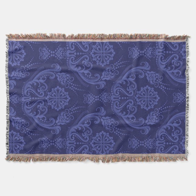 Couverture Papier peint floral bleu de luxe de damassé (Devant)