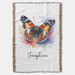 Couverture Papillon Amiral Rouge Aquarelle Nom