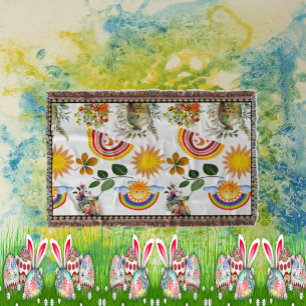 Couverture Papillon du jardin de printemps Arc en ciel Vert s