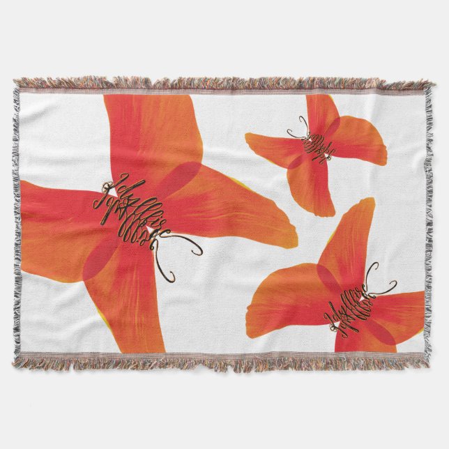 Couverture Papillons à Poppy rouge orange avec votre nom (Devant)