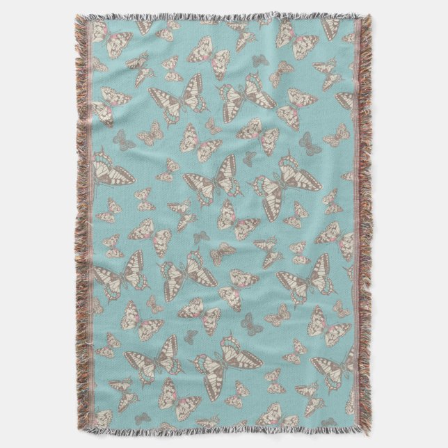 Couverture Papillons aléatoires style turquoise motif lancer (devant Vertical)