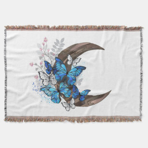 Couverture Papillons bleus sur croissant en bois