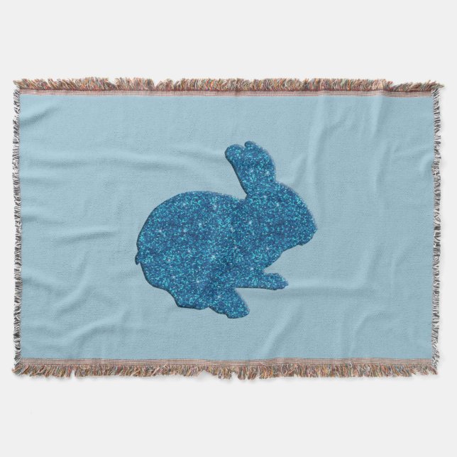 Couverture Parties scintillant Bleue Silhouette Lapin Pâques  (Devant)