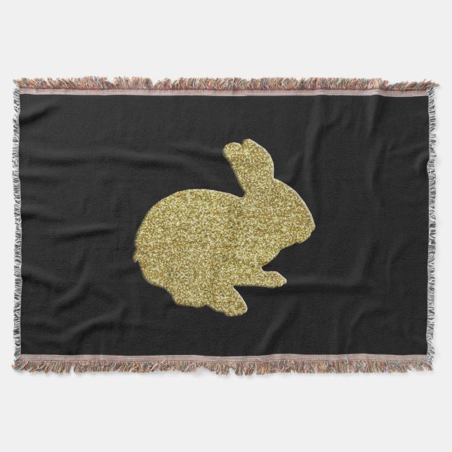 Couverture Parties scintillant d'or Silhouette Lapin de Pâque (Devant)