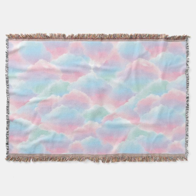 Couverture Pastel Cravate-Dye Nuage Dreamy Doux Gradient (Devant)