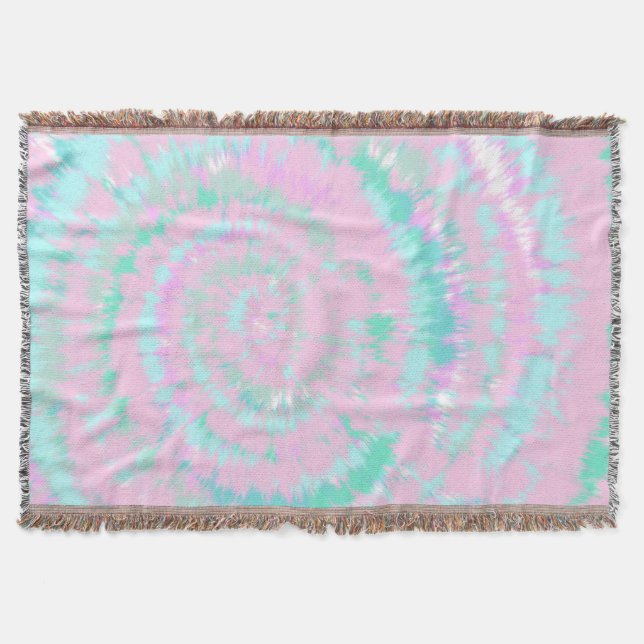 Couverture Pastel Tie Dye Motif Pink Aqua Mint Green (Devant)