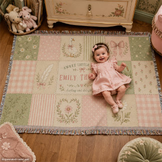 Couverture Patchwork Silhouette Bébé Fille Oie Rigolote Perso
