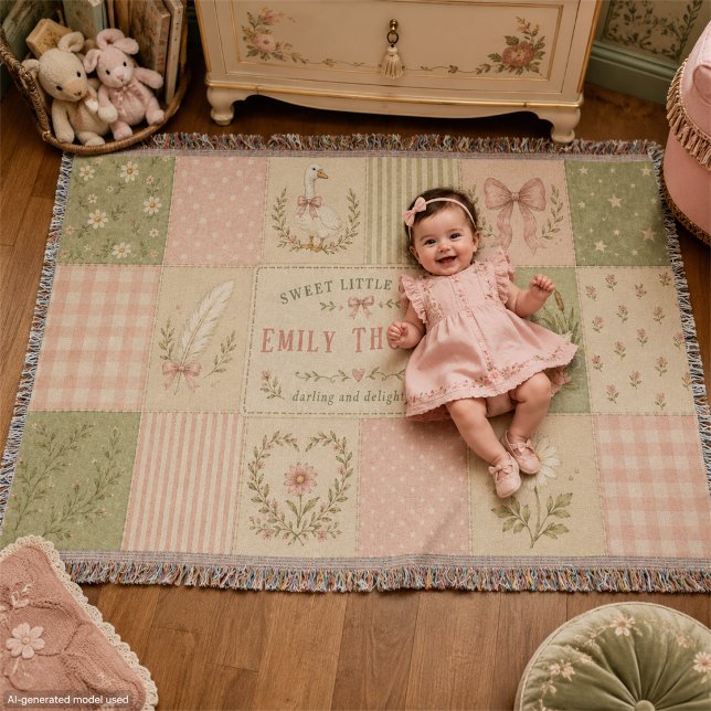 Couverture Patchwork Silhouette Bébé Fille Oie Rigolote Perso (Créateur téléchargé)