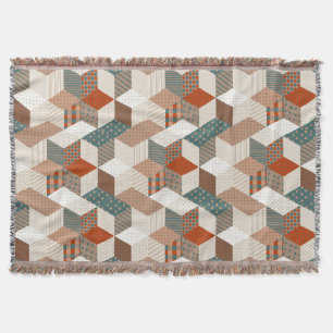Couverture Patchwork Stars Vintage Brown Vert