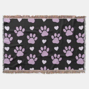 Couverture Pattern of paws, Dog paws, Lilac paws, Hearts