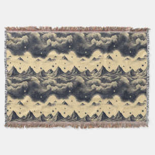 Couverture Paysage de montagnes vintage avec nuages (3)