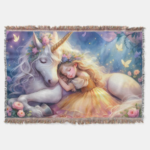 Couverture Paysage de rêve de licorne de fille endormie