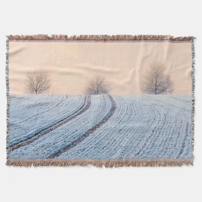 Couverture Paysage d'hiver Arbres avec Hoarfrost confortable  (Devant)